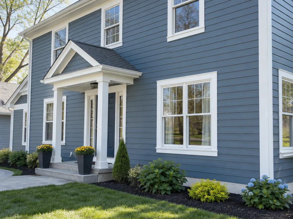 Finished siding wall with aligned courses and clean window, door, and corner trim